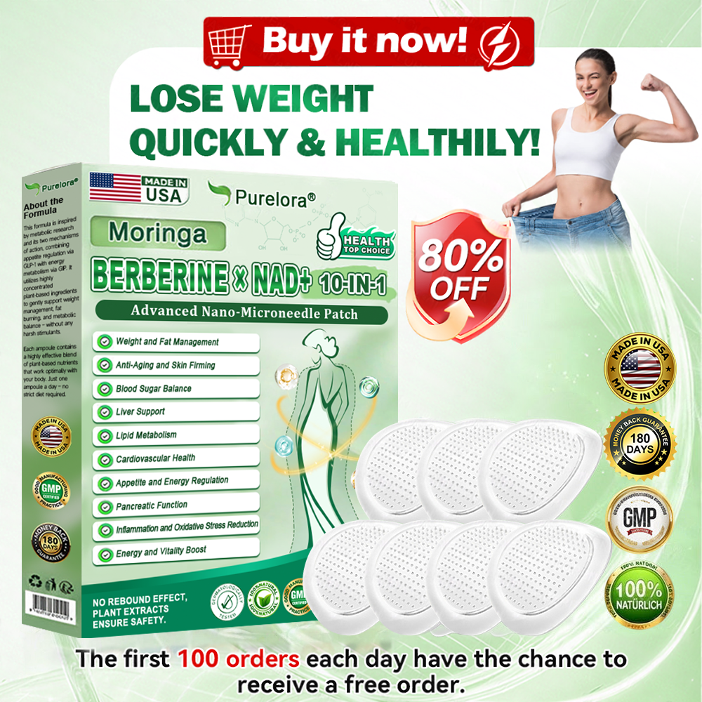 🔥 Customer Favorite | Purelora® Moringa Berberine × NAD⁺ 10-in-1 Nano Microneedle Patch (Just once daily, visible changes in 7 days) ✅ Supports weight management, loose skin, diabetes care, sleep apnea, joint comfort, and more