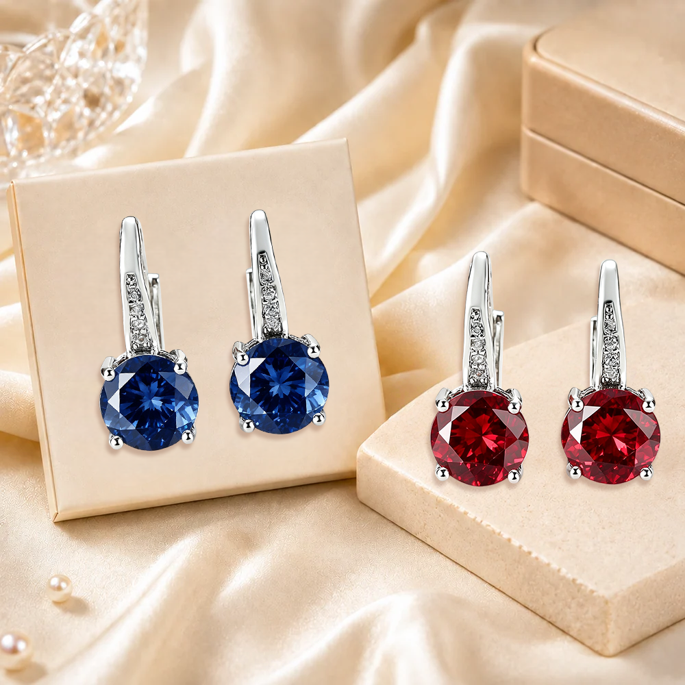 💎2 PAAR 💙 Saphirblau + ❤️Rubinrot
