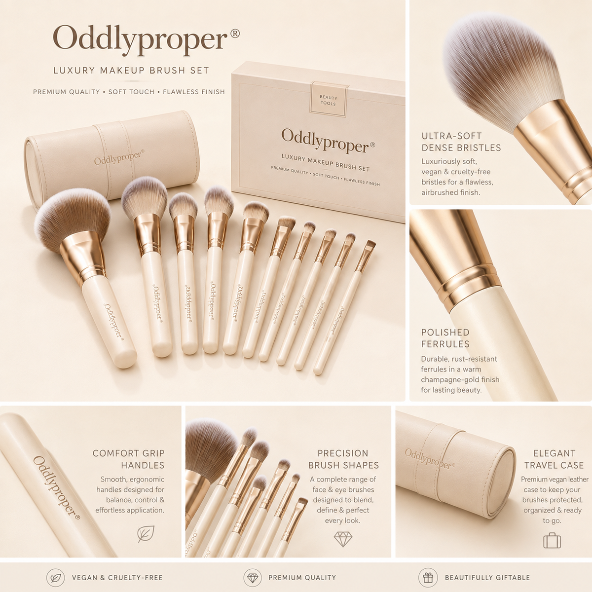Oddlyproper® Luxury Makeup Brush Set