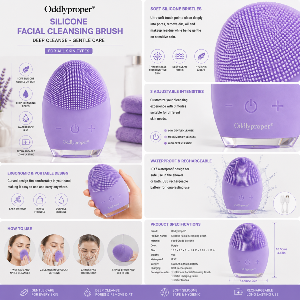 Oddlyproper® Silicone Facial Cleansing Brush