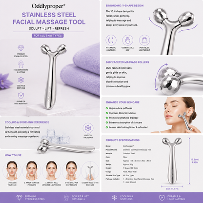 Oddlyproper® Stainless Steel Facial Massage Tool