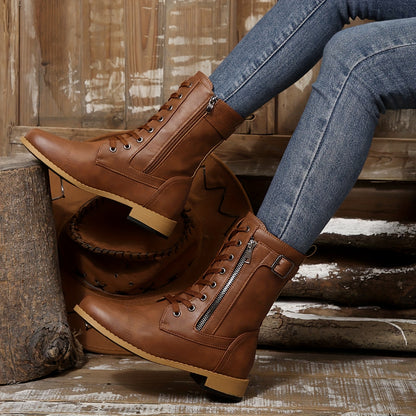 🔥Letzter Tag: 50 % Rabatt – Damen-Lederstiefel mit Reißverschluss – Weite Passform, gepolsterte Sohle zur Schmerzlinderung beim Reiten