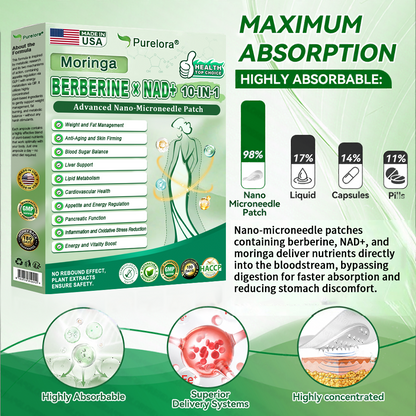 🔥 Customer Favorite | Purelora® Moringa Berberine × NAD⁺ 10-in-1 Nano Microneedle Patch (Just once daily, visible changes in 7 days) ✅ Supports weight management, loose skin, diabetes care, sleep apnea, joint comfort, and more