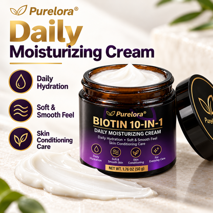 PURELORA® Biotin Daily Moisturizing Cream – 10-in-1 Formula for Everyday Skin Care