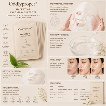 Oddlyproper® Hydrating Face Mask Sheet Set