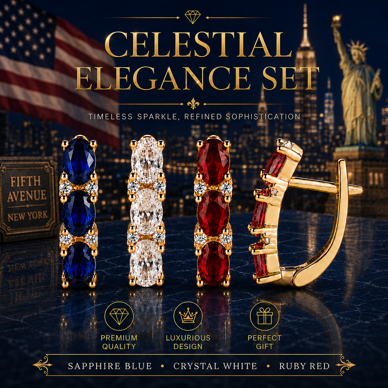 ✨3 PAIRS💎BLue＆White＆Red