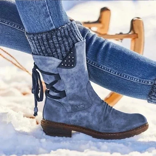 🔥 LETZTER TAG – 80 % RABATT Damen Winterstiefel mit orthopädischer Unterstützung, Schleifendetail & warmer Wollfütterung