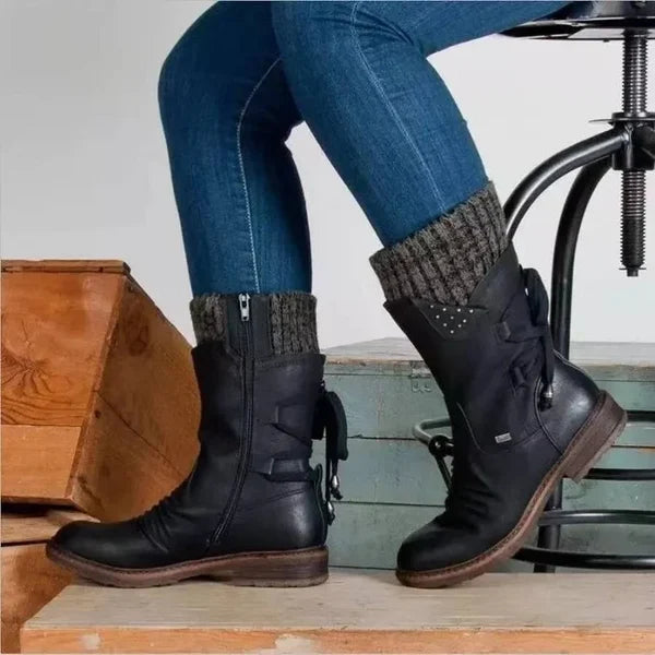 🔥 LETZTER TAG – 80 % RABATT 💯 Damen Winterstiefel mit orthopädischer Unterstützung, Schleifendetail & warmer Wollfütterung