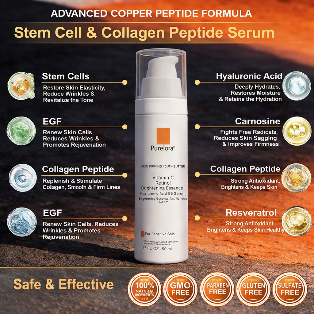 Purelora® EGF & Copper Peptide Revitalizing Essence Cream (Deeply activates skin renewal, helping visibly firm, smooth, and rejuvenate the skin)