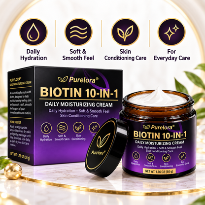 PURELORA® Biotin Daily Moisturizing Cream – 10-in-1 Formula for Everyday Skin Care