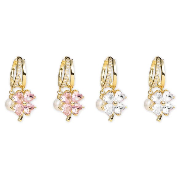 ✅ Trusted Choice丨Germanium Earrings Lymphatic Magnetotherapy for Weight Loss Purple Crystal Four-Leaf Flower Pearl New Light Luxury Ear Accessor