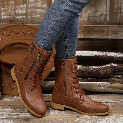 🔥Letzter Tag: 50 % Rabatt – Damen-Lederstiefel mit Reißverschluss – Weite Passform, gepolsterte Sohle zur Schmerzlinderung beim Reiten