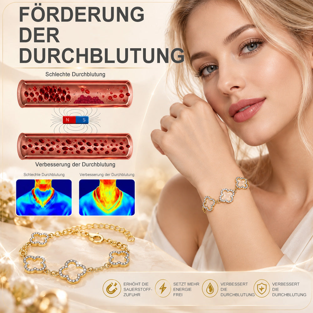(SONDERVERKAUF – LETZTER TAG: -80 % 🔥) Glücksarmband mit vierblättrigem Kleeblatt – Lymph-Vitalität und Magnettherapie