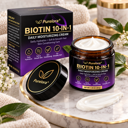 PURELORA® Biotin Daily Moisturizing Cream – 10-in-1 Formula for Everyday Skin Care