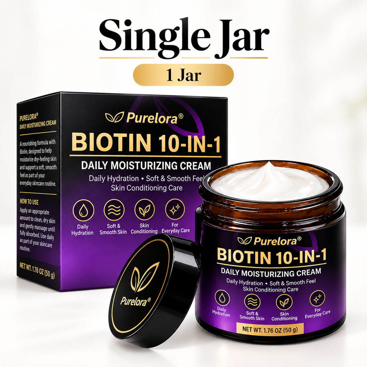 PURELORA® Biotin Daily Moisturizing Cream – 10-in-1 Formula for Everyday Skin Care