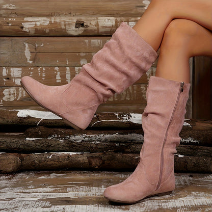 🔥Last-Minute-Angebot: 50 % Rabatt – Modische, einfarbige, wadenhohe Stiefeletten für Damen