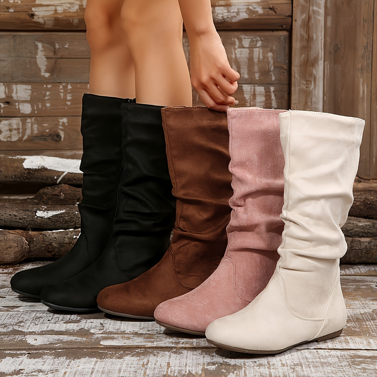 🔥Last-Minute-Angebot: 50 % Rabatt – Modische, einfarbige, wadenhohe Stiefeletten für Damen
