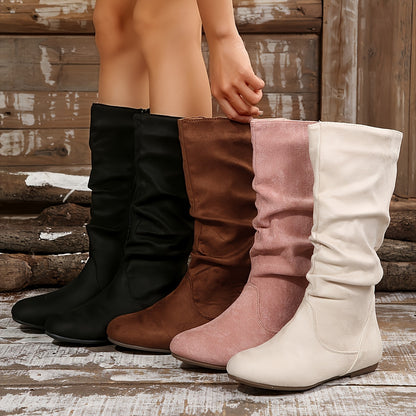 🔥Last-Minute-Angebot: 50 % Rabatt – Modische, einfarbige, wadenhohe Stiefeletten für Damen