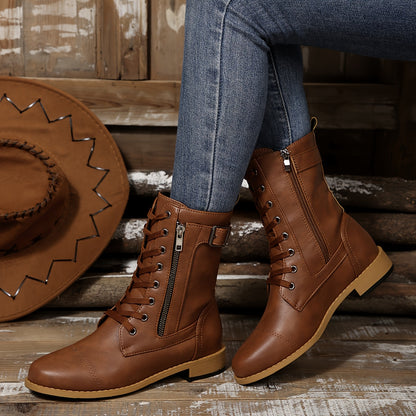 🔥Letzter Tag: 50 % Rabatt – Damen-Lederstiefel mit Reißverschluss – Weite Passform, gepolsterte Sohle zur Schmerzlinderung beim Reiten